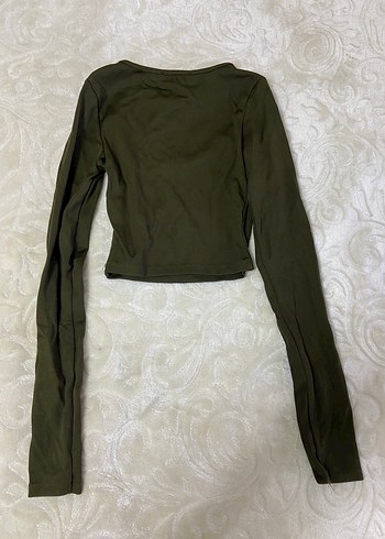 Kadın Haki Uzun Kollu Basic Bluz - Görsel 3