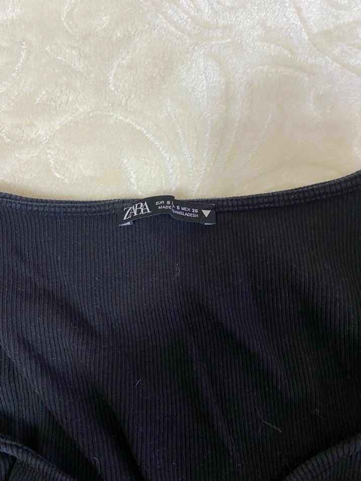 Fitted Siyah Uzun Kollu V Yaka Bluz - Görsel 2