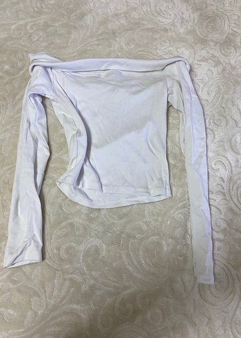 Beyaz Uzun Kollu Kayık Yaka Kadın Bluz - Görsel 3