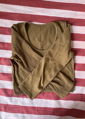 Kadın Bej Uzun Kollu Crop Top - Görsel 2