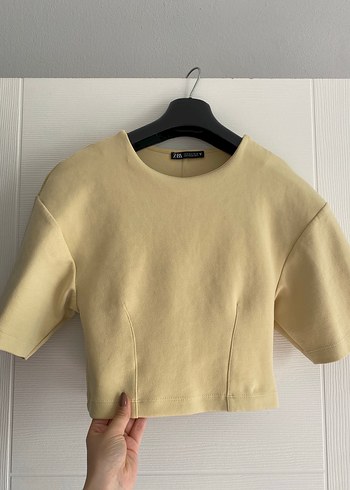 Zara Sarı Kadın Crop Tişört