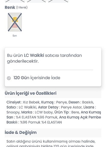 2-3 Yaş, 20 cm Beden Çocuk bere 