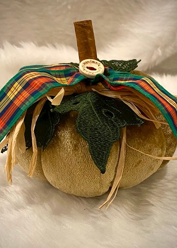 Renkli Kurdeleli Kahverengi Dekoratif Kabak - Görsel 2