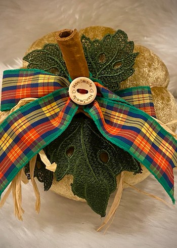 Renkli Kurdeleli Kahverengi Dekoratif Kabak - Görsel 3