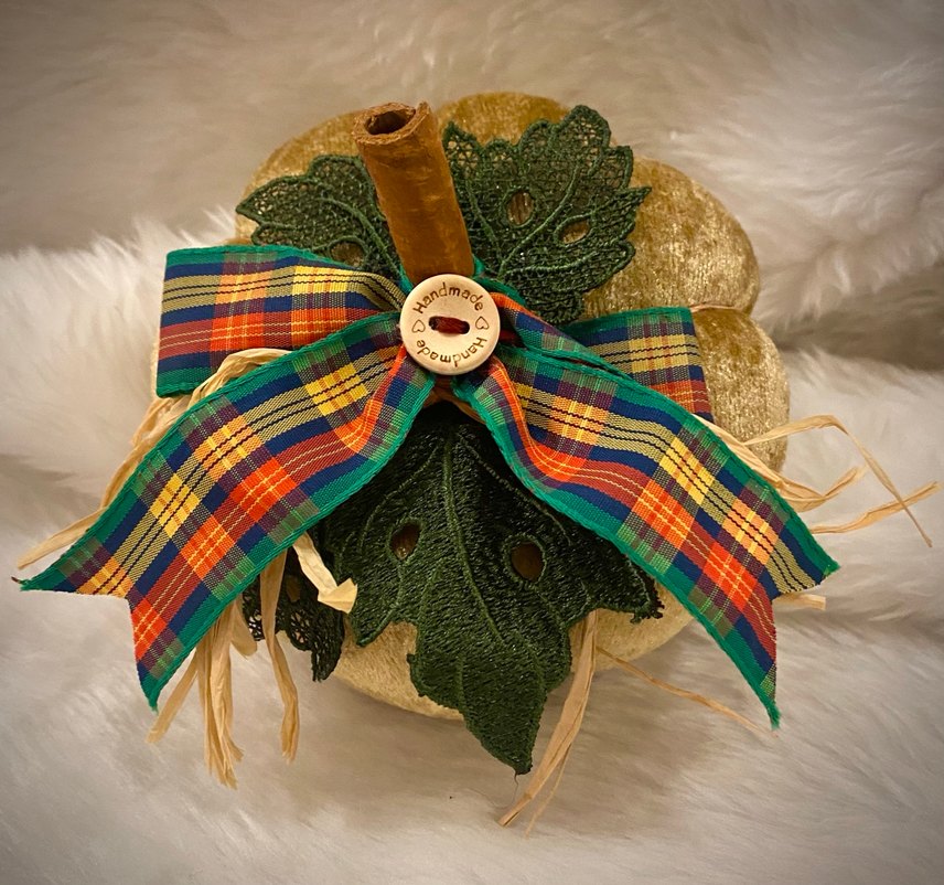 Renkli Kurdeleli Kahverengi Dekoratif Kabak - Görsel 3