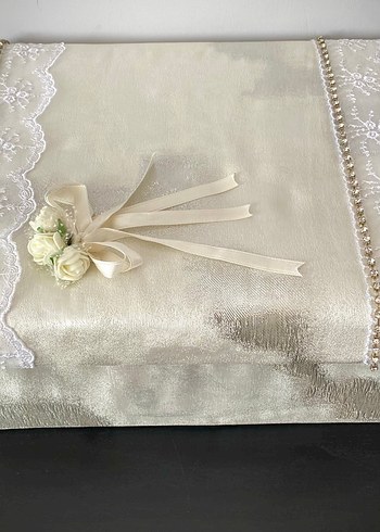 Dantel Detaylı Beyaz Vintage nişan kutusu - Görsel 2