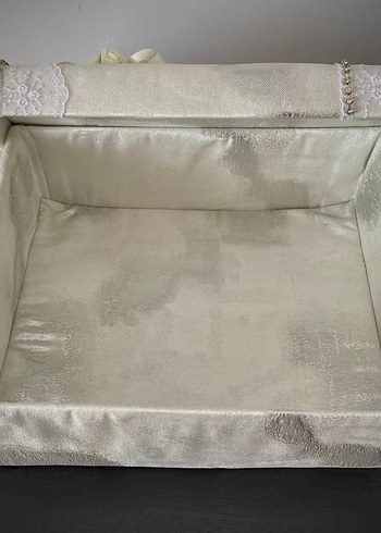 Dantel Detaylı Beyaz Vintage nişan kutusu - Görsel 3