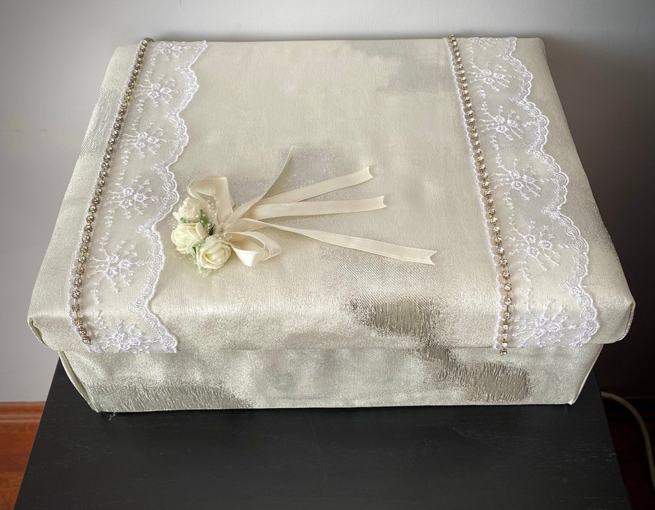 Dantel Detaylı Beyaz Vintage nişan kutusu - Görsel 2