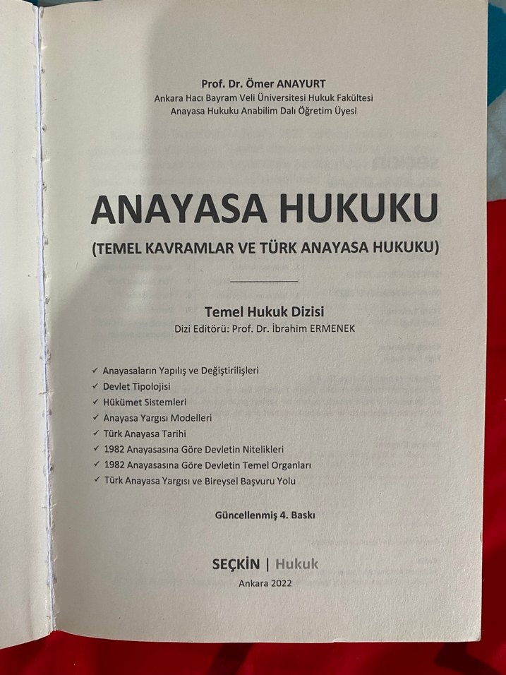 Anayasa Hukuku 4. Baskı - Prof. Dr. Ömer Anayurt - Görsel 2