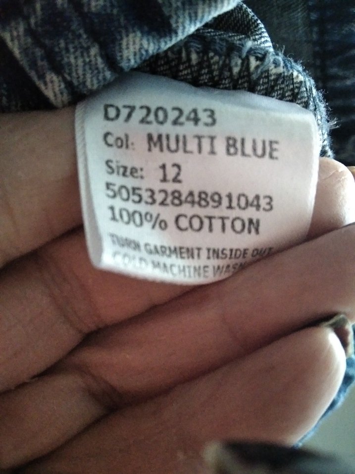 Kadın mavi Batik Desenli Kısa Kollu Denim Elbise - Görsel 3