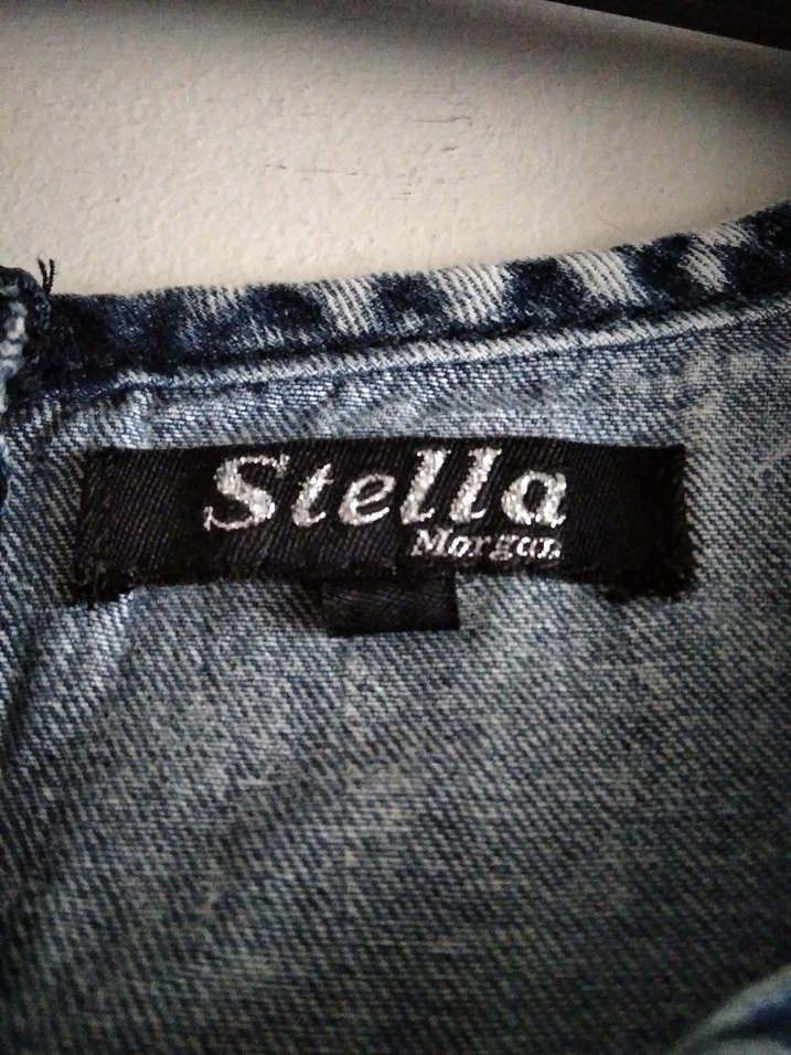 Kadın mavi Batik Desenli Kısa Kollu Denim Elbise - Görsel 2