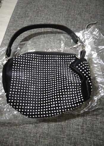 Siyah Pul Detaylı Puantiyeli Kadın Çanta - Görsel 2