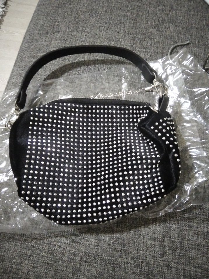 Siyah Pul Detaylı Puantiyeli Kadın Çanta - Görsel 2