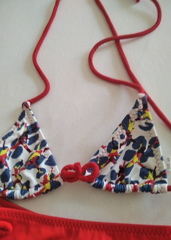 Çiçek Desenli Kırmızı Mini Bikini - Görsel 5