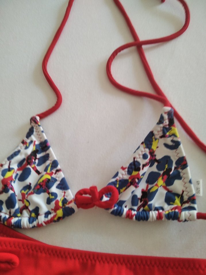 Çiçek Desenli Kırmızı Mini Bikini - Görsel 5