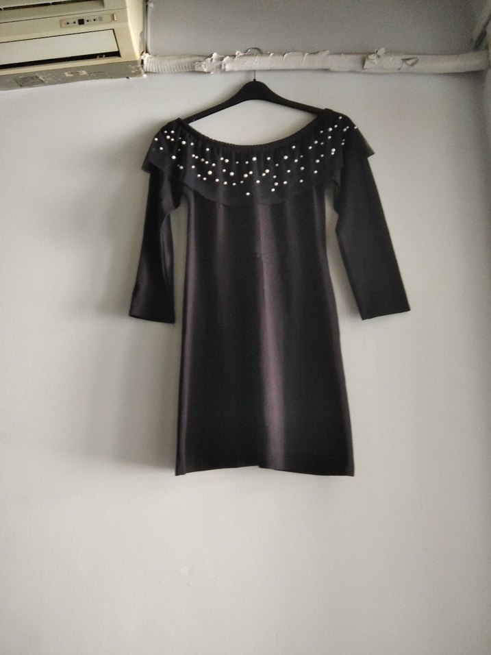 İNCİ Detaylı Siyah Uzun Kollu Triko Elbise ambar marka - Görsel 4