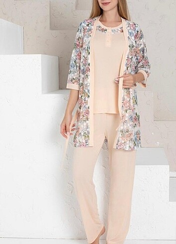 Kadın 3 lü pijama takımı etiketli 