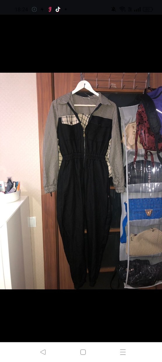 Kadın Siyah Uzun Kollu Tulum - Görsel 2