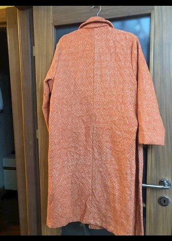 Düğmeli Uzun turuncu Kadın Kaban - Görsel 2