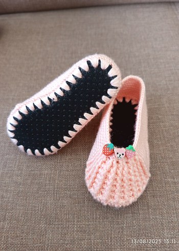 Zara Pembe Örgü Kız Bebek Patik