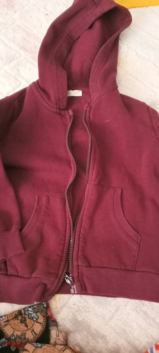 Bordo Fermuarlı erkek Sweatshirt Kapüşonlu - Görsel 2