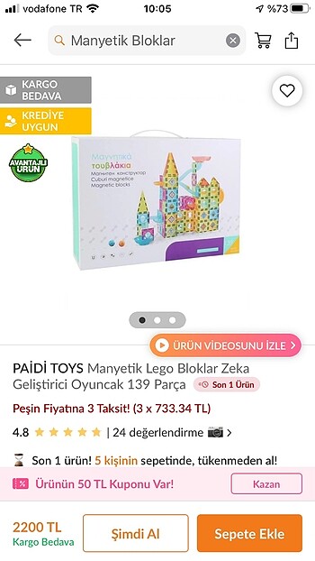 Manyetik bloklar 139 parça