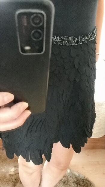 Dizüstü bel kenarı pullarla işlenmiş yandan fermuarlı - Görsel 2