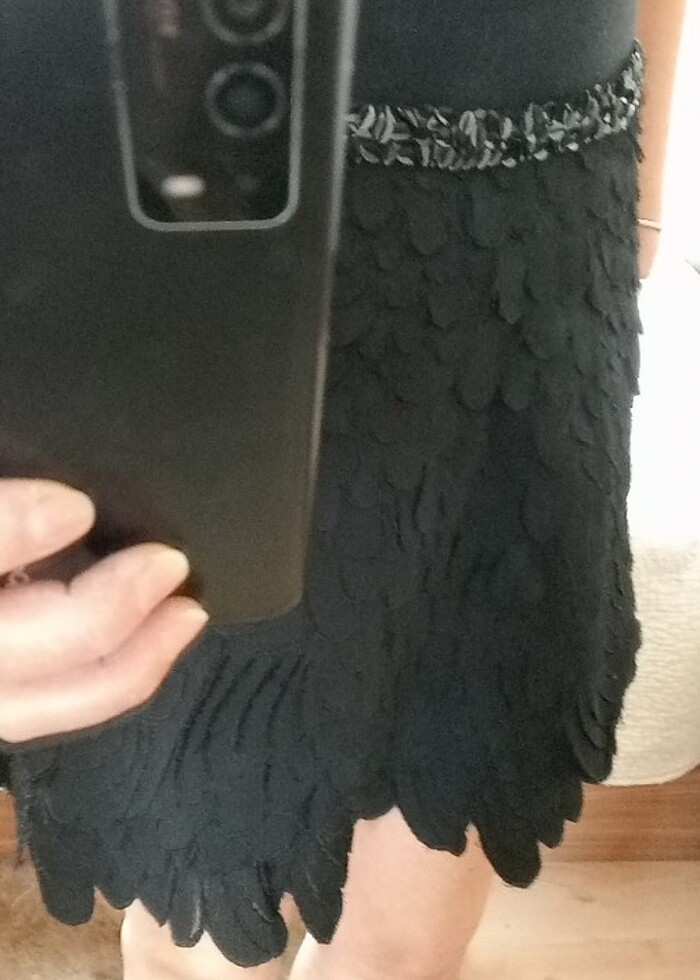 Dizüstü bel kenarı pullarla işlenmiş yandan fermuarlı - Görsel 2