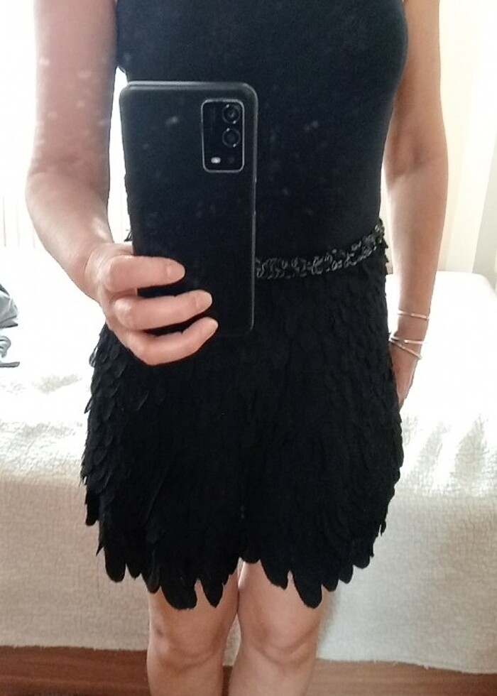 Dizüstü bel kenarı pullarla işlenmiş yandan fermuarlı - Görsel 3