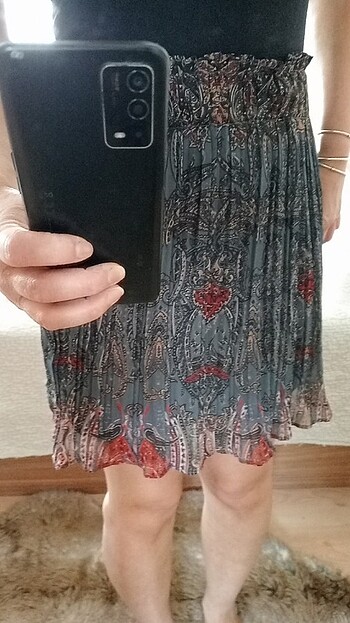 Beli lastikli desenli etek - Görsel 2