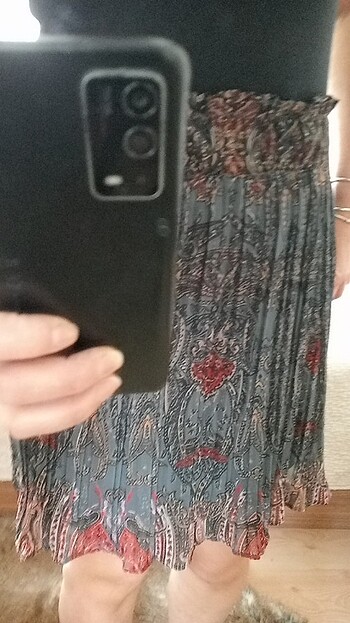 Beli lastikli desenli etek - Görsel 3