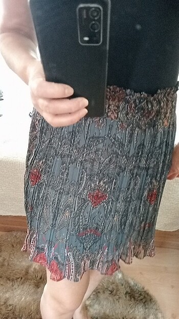 Beli lastikli desenli etek - Görsel 4