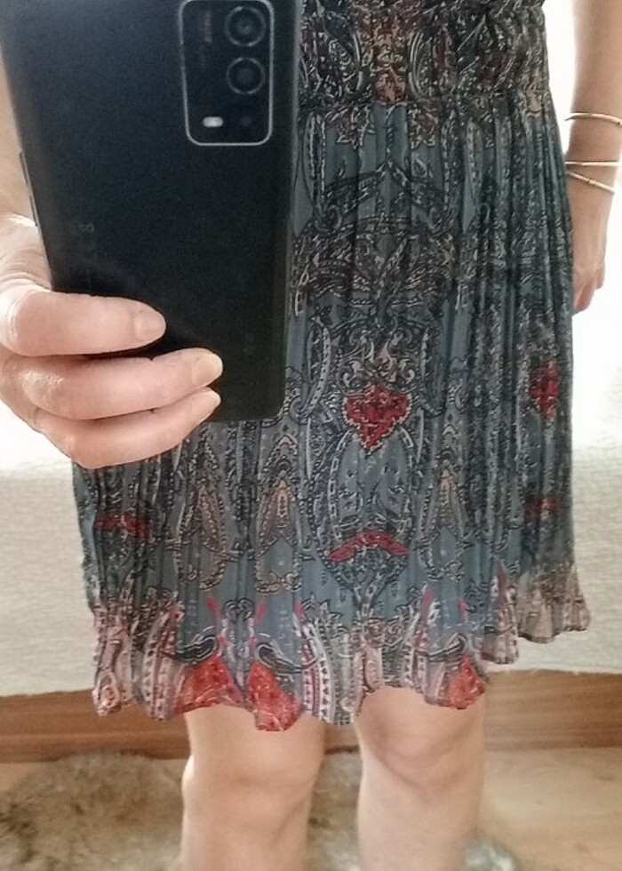 Beli lastikli desenli etek - Görsel 2