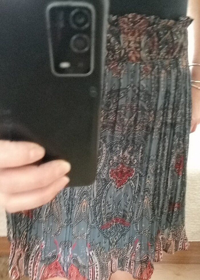 Beli lastikli desenli etek - Görsel 3