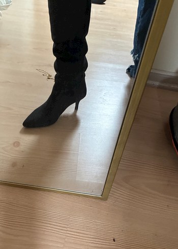 Siyah Süet Tokalı Stiletto Kadın Bot - Görsel 8