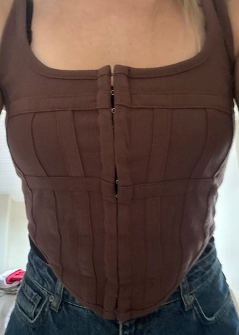Kahverengi Fitted Hemşire Korsesi Midi Boy - Görsel 2