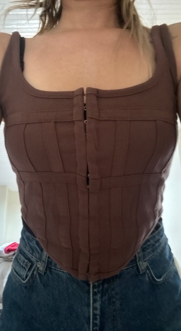 Kahverengi Fitted Hemşire Korsesi Midi Boy - Görsel 2