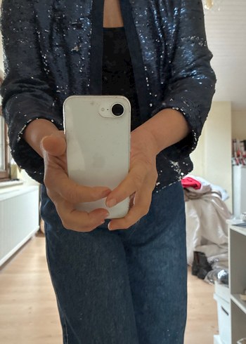 Parlak Gri Kısa Kollu Denim Ceket - Görsel 5