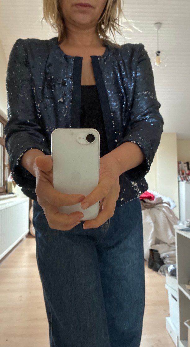 Parlak Gri Kısa Kollu Denim Ceket - Görsel 4