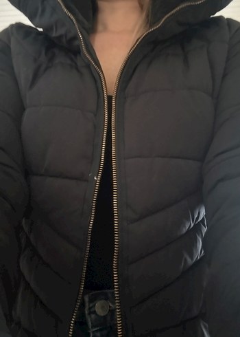 Siyah Kadın Kışlık Fermuarlı Mont - Görsel 2