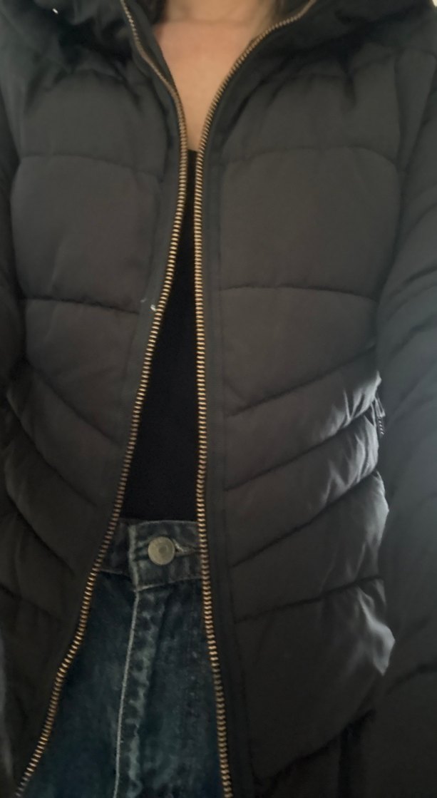 Siyah Kadın Kışlık Fermuarlı Mont - Görsel 3