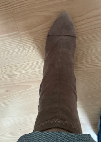 Bej Süet Stiletto Topuklu Kadın Bot - Görsel 7