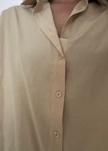 Bej Kadın Keten Gömlek - Görsel 2