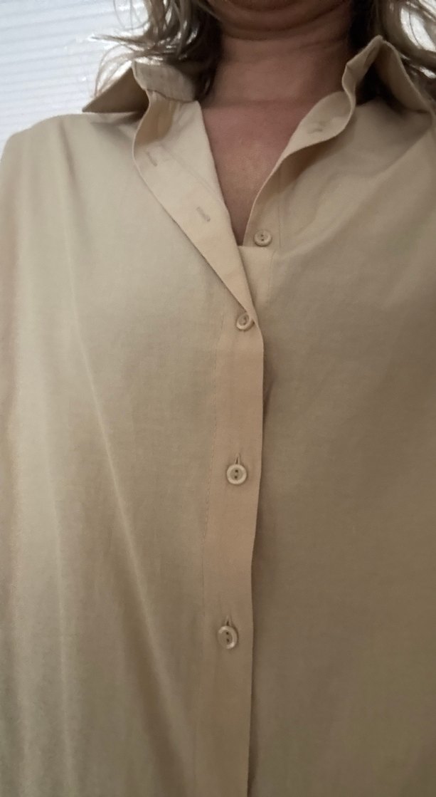 Bej Kadın Keten Gömlek - Görsel 2