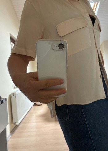 Bej Kadın Kısa Kollu Gömlek - Görsel 4