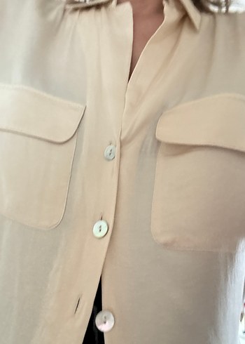 Bej Kadın Kısa Kollu Gömlek - Görsel 5