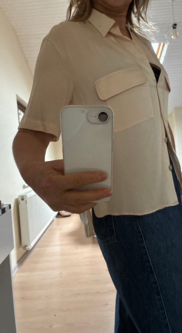 Bej Kadın Kısa Kollu Gömlek - Görsel 4