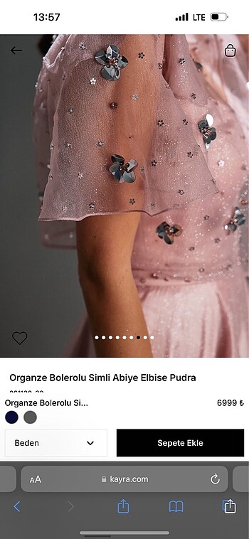 36 Beden pembe Renk Kayra Purda Pembe Abiye
