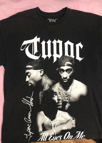 Siyah 2pac Baskılı Erkek Tişört - Görsel 2