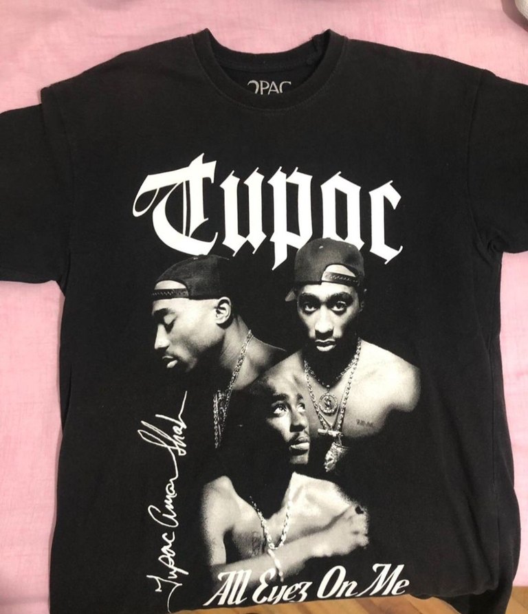 Siyah 2pac Baskılı Erkek Tişört - Görsel 2